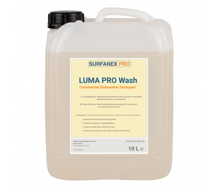 Luma Pro Wash - płyn do mycia naczyń w zmywarkach gastronomicznych pojemność 10 litrów